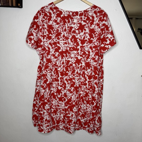 New Labelbe Red Floral Dress Womens US 16 Viscose Short Sleeve Bohemian Label Be - Picture 6 of 11